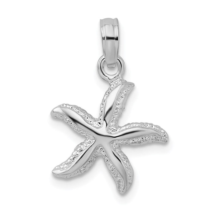 Million Charms 925 Sterling Silver Sea Life Nautical Charm Pendant, Starfish, Textured & High Polish Top