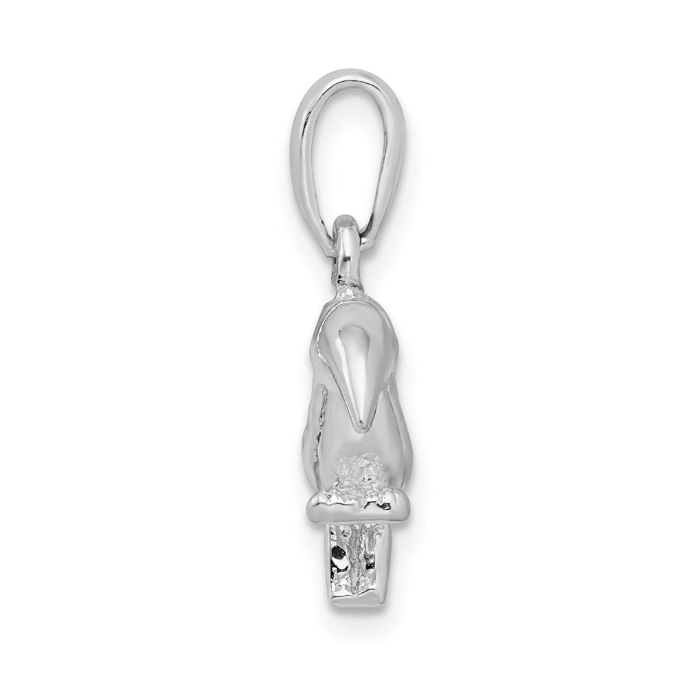 Million Charms 925 Sterling Silver Animal Charm Pendant, 3-D Toucan Bird, Textured & High Polish
