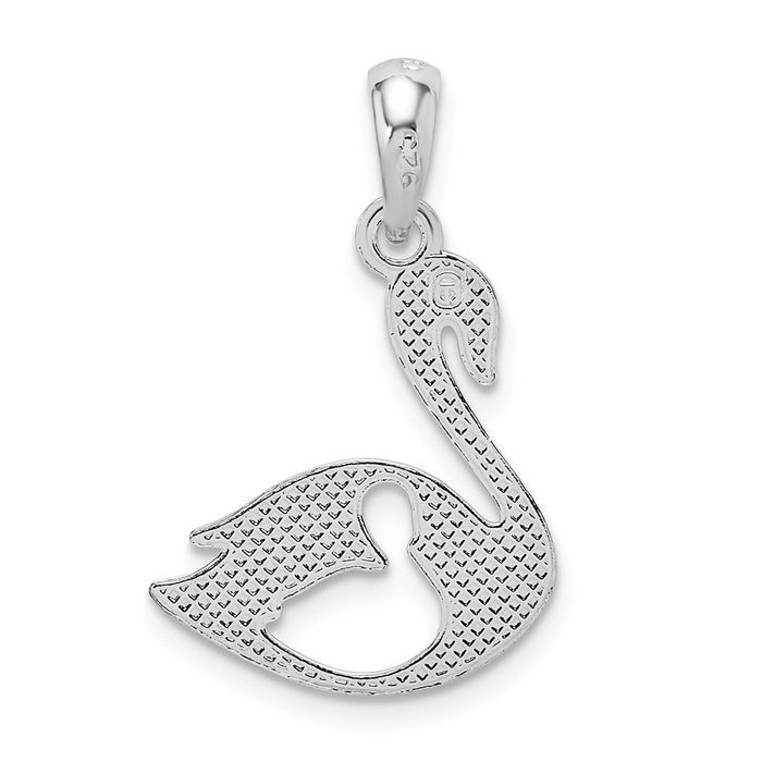 Million Charms 925 Sterling Silver Charm Pendant, Small Swan with Baby Cut-Out In Body & High Polish