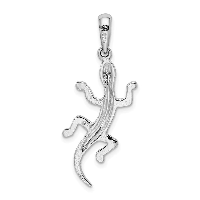 Million Charms 925 Sterling Silver Animal Charm Pendant, Lizard/Gecko, Textured