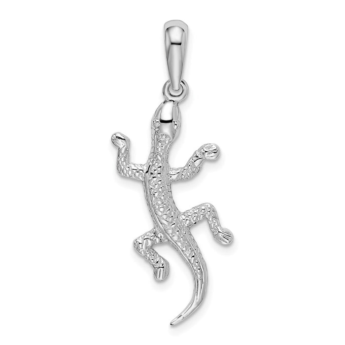 Million Charms 925 Sterling Silver Animal Charm Pendant, Lizard/Gecko, Textured