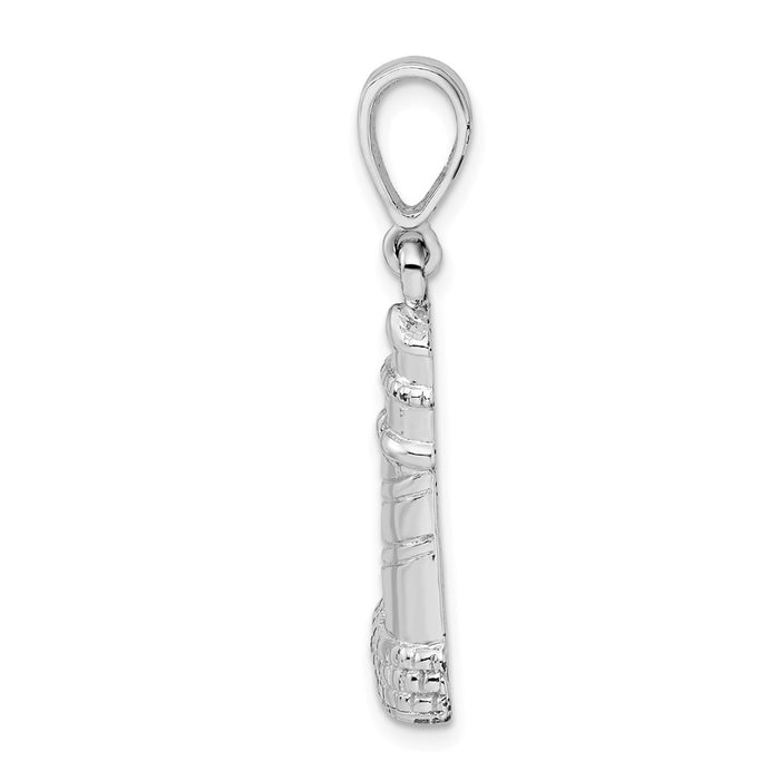 Million Charms 925 Sterling Silver Nautical Charm Pendant, Lighthouse, High Polish & Textured 2-D