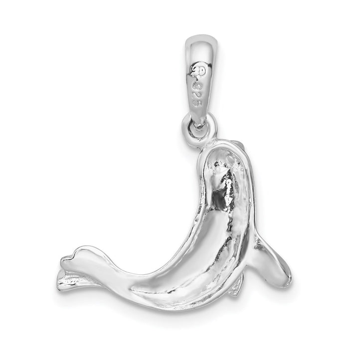 Million Charms 925 Sterling Silver Nautical Sea Life  Charm Pendant, Seal, High Polish & Textured 2-D