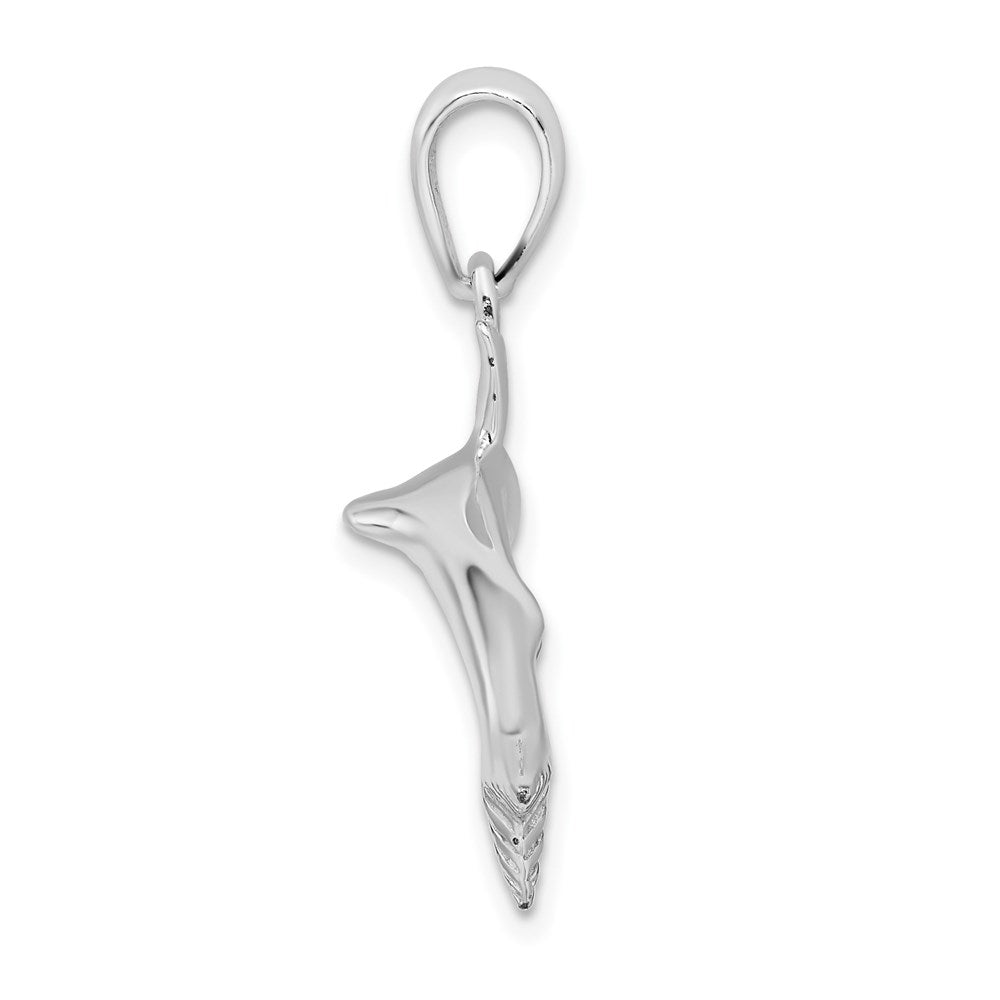 Million Charms 925 Sterling Silver Nautical Sea Life  Charm Pendant, 3-D Blue Shark, High Polish & Textured