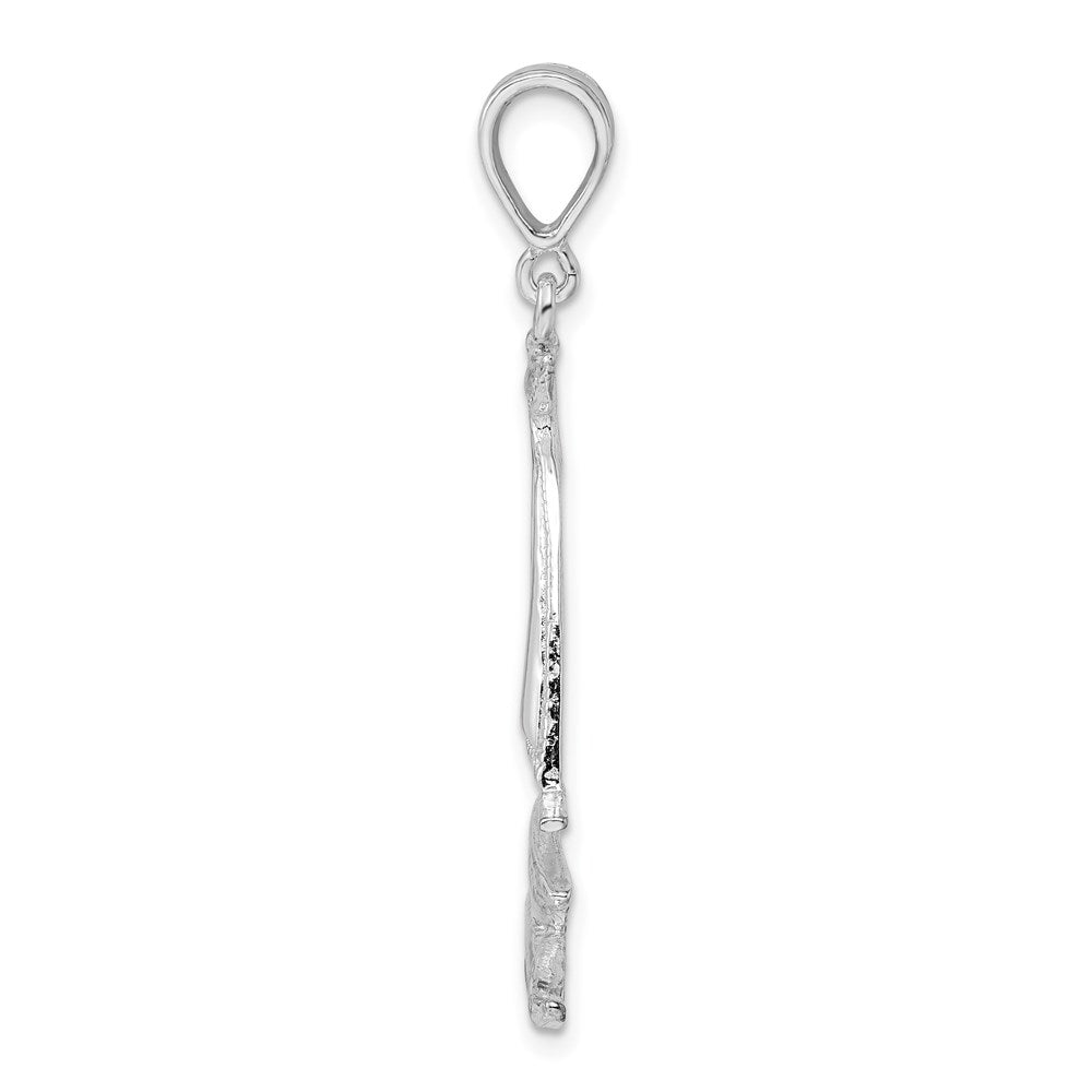 Million Charms 925 Sterling Silver Nautical  Charm Pendant, Sailboat with Water Cut-Out, High Polish & Textured Sail