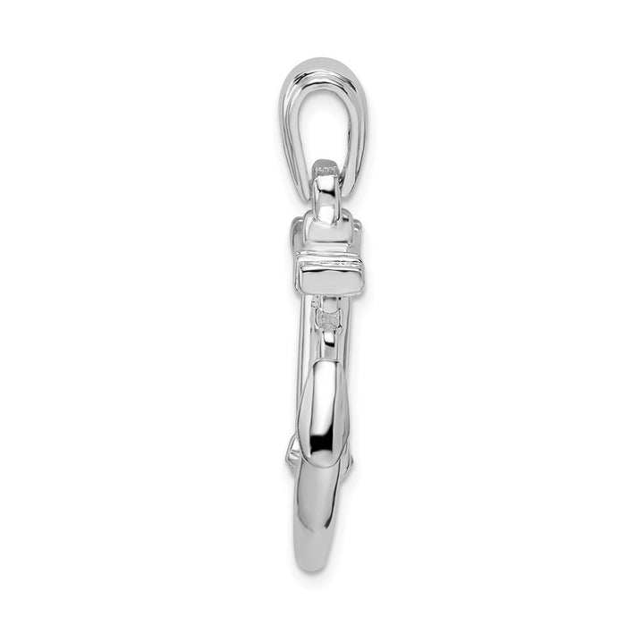 Million Charms 925 Sterling Silver Nautical  Charm Pendant, Large 3-D Anchor with Chain, High Polish & Textured