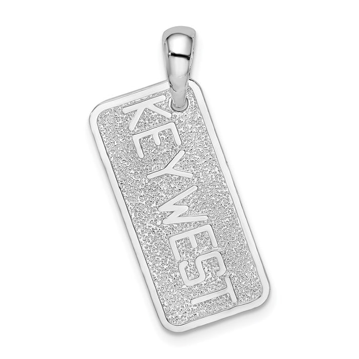Million Charms 925 Sterling Silver Travel Charm Pendant, Key West License Plate, Textured