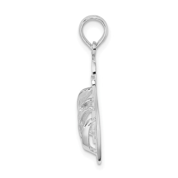 Million Charms 925 Sterling Silver Travel Charm Pendant, Key West High Polish Double Flip-Flop, Large