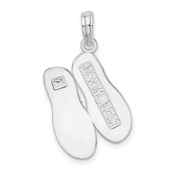 Million Charms 925 Sterling Silver Travel Charm Pendant, Key West High Polish Double Flip-Flop, Large