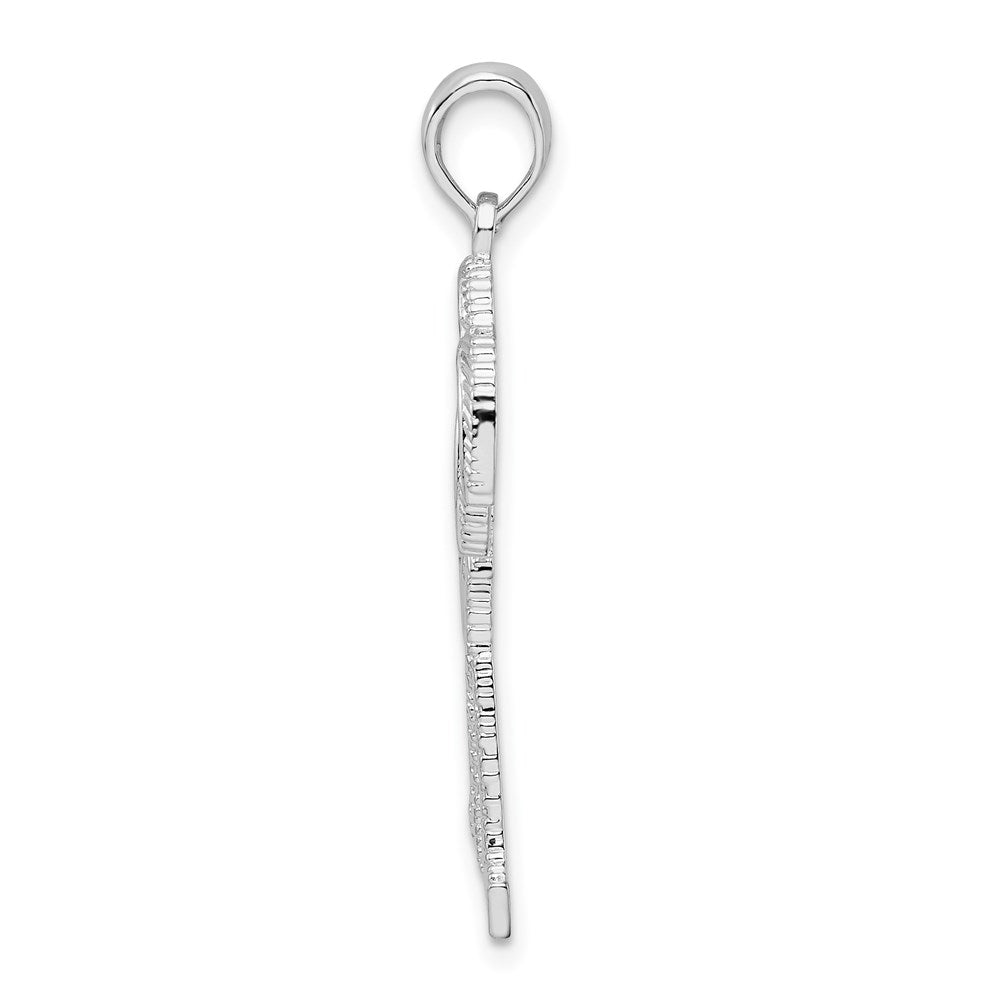 Million Charms 925 Sterling Silver Nautical Coastal Charm Pendant, Double Palm Trees with Tall Trunks Textured