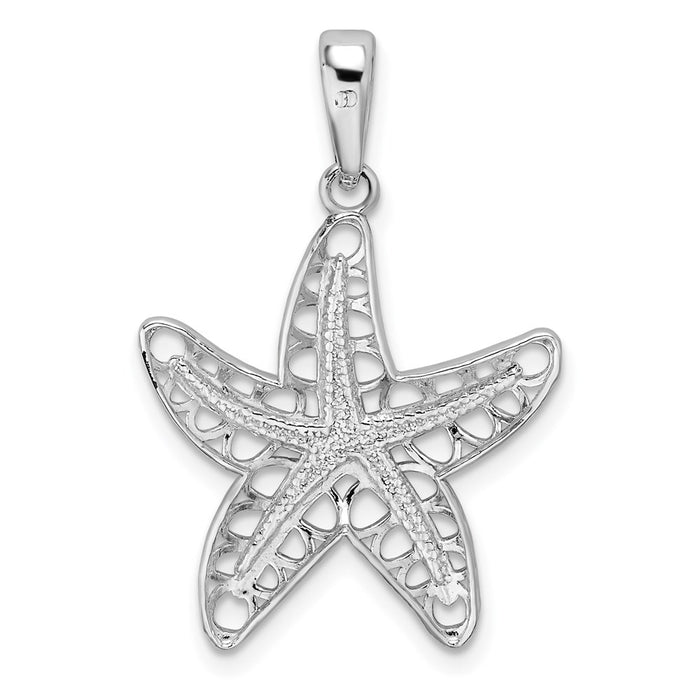 Million Charms 925 Sterling Silver Sea Life Nautical Charm Pendant, Starfish Pendant, Cut-Out