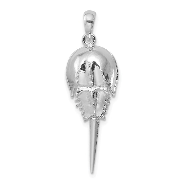 Million Charms 925 Sterling Silver Nautical Sea Life Charm Pendant, Horseshoe Crab, 2-D & Moveable Tail