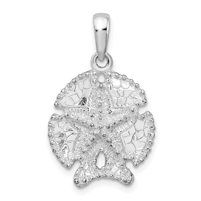 Million Charms 925 Sterling Silver Nautical Sea Life  Charm Pendant, Sand Dollar with Star, 2-D