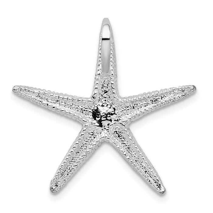 Million Charms 925 Sterling Silver Sea Life Nautical Charm Pendant, Starfish with Straight Legs, 2-D & Hidden Bail