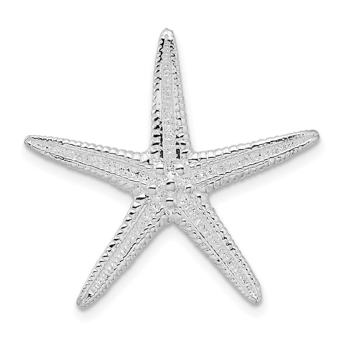 Million Charms 925 Sterling Silver Sea Life Nautical Charm Pendant, Starfish with Straight Legs, 2-D & Hidden Bail