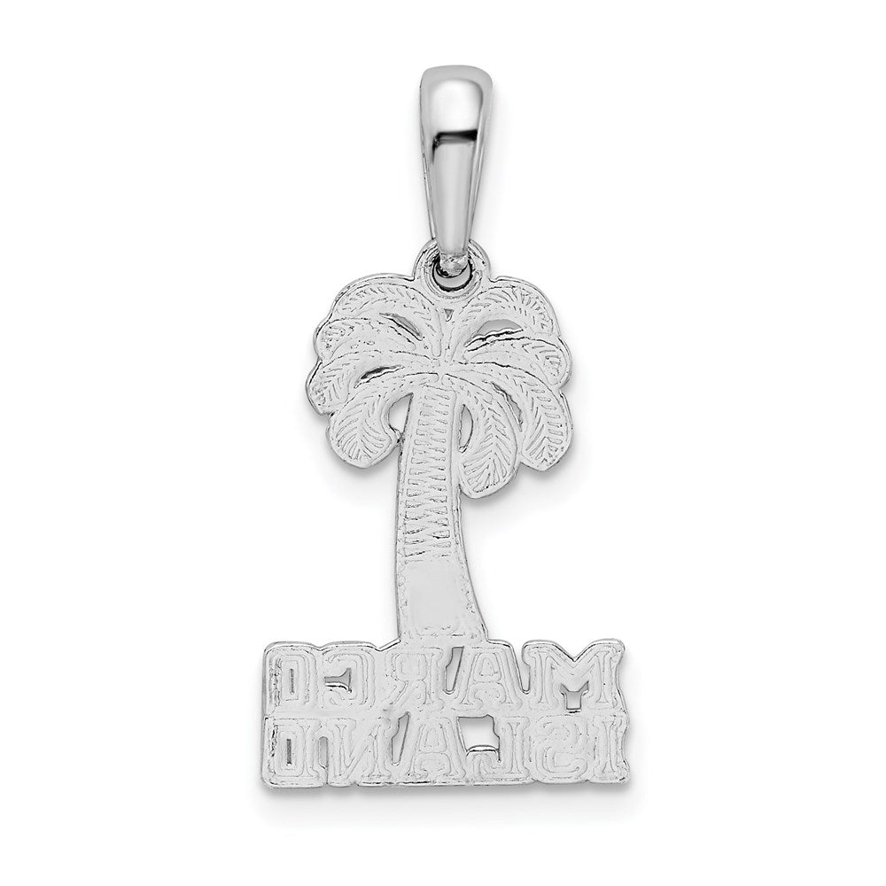 Million Charms 925 Sterling Silver Travel Charm Pendant, Marco Island Under Palm Tree, Flat