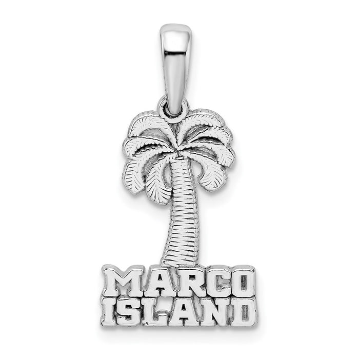 Million Charms 925 Sterling Silver Travel Charm Pendant, Marco Island Under Palm Tree, Flat