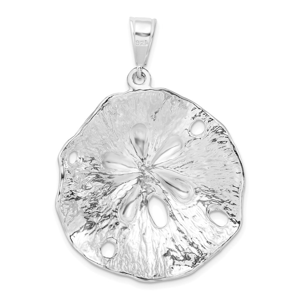 Million Charms 925 Sterling Silver Nautical Sea Life  Charm Pendant, Large  Beveled Sand Dollar Textured & High Polish