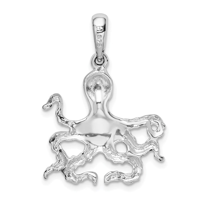 Million Charms 925 Sterling Silver Nautical Sea Life Charm Pendant, Octopus with Wavy Legs, Textured & High Polish