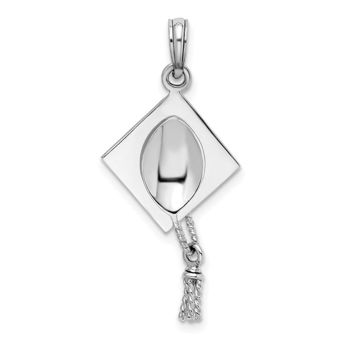 Million Charms 925 Sterling Silver Charm Pendant, 3-D Graduation Cap, High Polish & Moveable Tassel