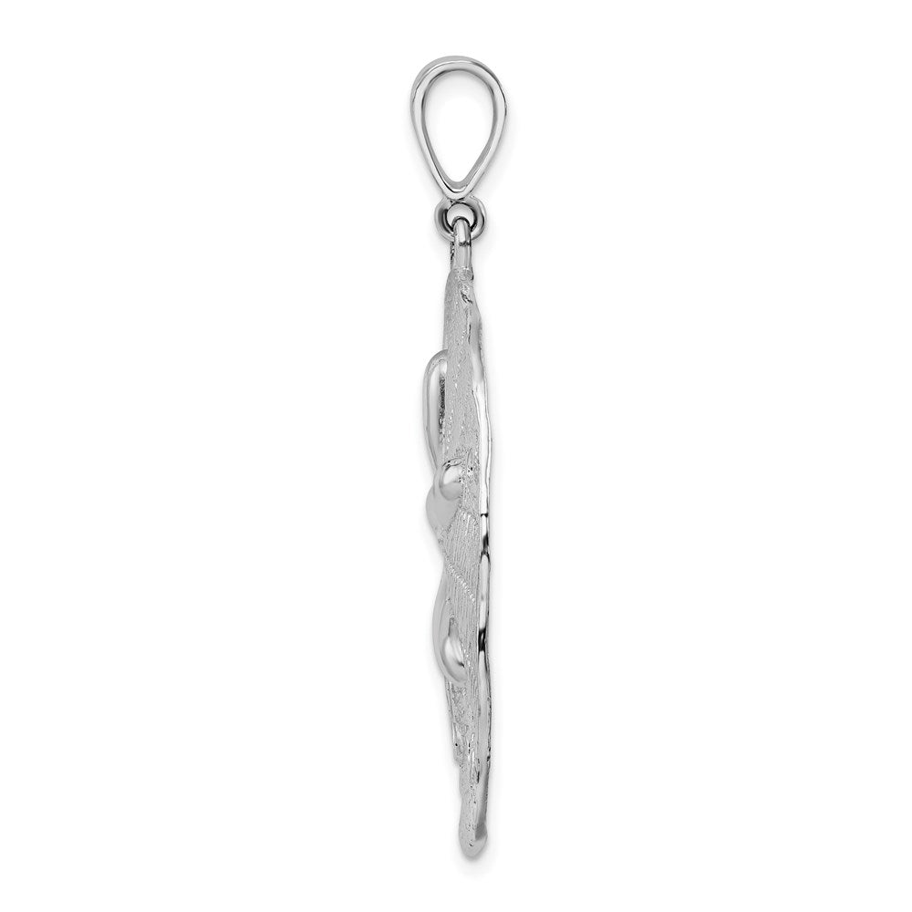 Million Charms 925 Sterling Silver Nautical Sea Life Charm Pendant, Large  Sand Dollar Pendant Textured & High Polish Center