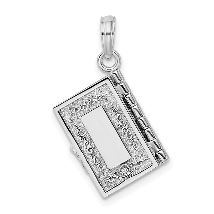 Million Charms 925 Sterling Silver Religious Charm Pendant, 3-D Holy Bible Book with Cross  & Lord's Prayer, Moveable Pa