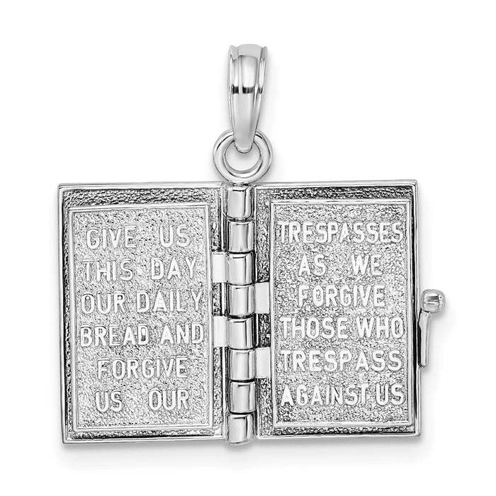 Million Charms 925 Sterling Silver Religious Charm Pendant, 3-D Holy Bible Book with Cross  & Lord's Prayer, Moveable Pa