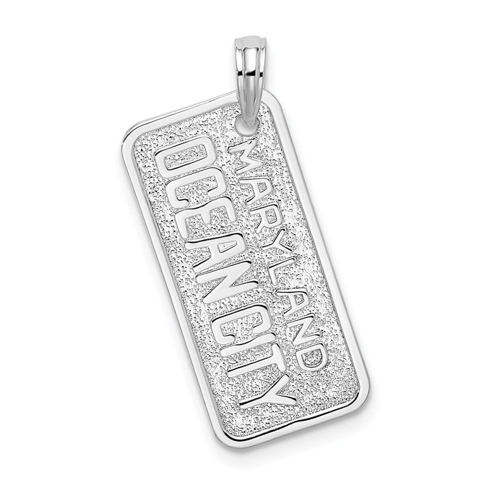 Million Charms 925 Sterling Silver Travel Charm Pendant, Ocean City, MD License Plate, Textured