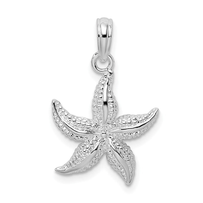 Million Charms 925 Sterling Silver Sea Life Nautical Charm Pendant, Starfish, High Polish & Textured 2-D