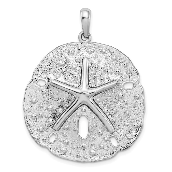 Million Charms 925 Sterling Silver Sea Life Nautical Charm Pendant, Large Sand Dollar with Dancing Starfish Center