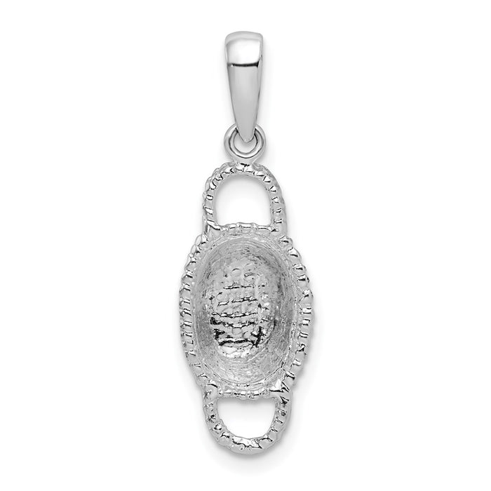 Million Charms 925 Sterling Silver Charm Pendant, 3-D Oval Basket, Double Handles