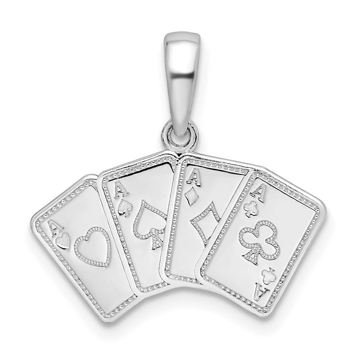 Million Charms 925 Sterling Silver Charm Pendant, Small Playing Cards With 4 Aces Spread, Good Luck