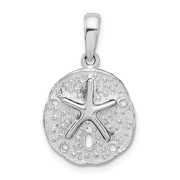 Million Charms 925 Sterling Silver Sea Life Nautical Charm Pendant, Small Sand Dollar with Dancing Starfish Center