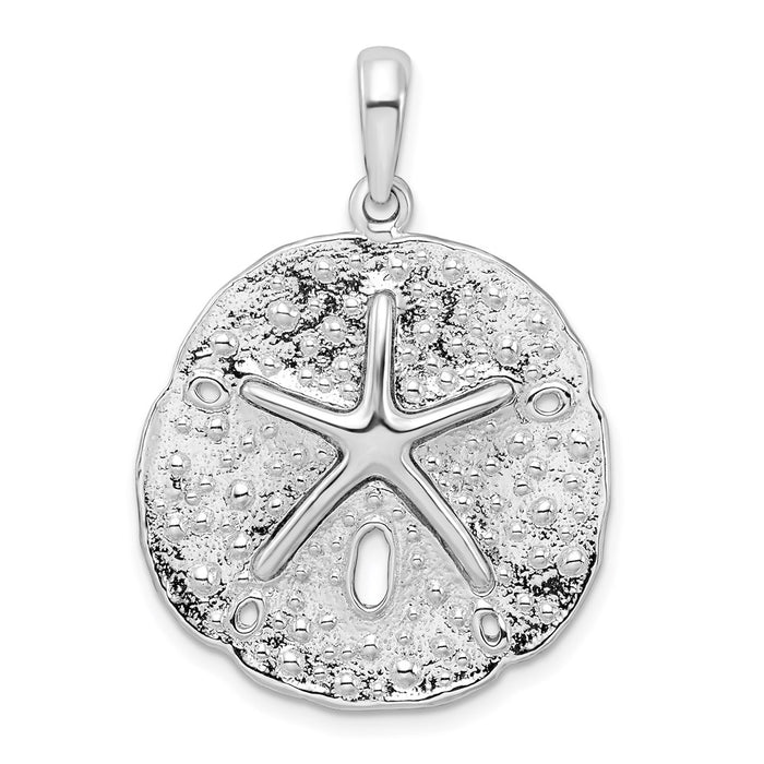 Million Charms 925 Sterling Silver Sea Life Nautical Charm Pendant, Sand Dollar with Dancing Starfish Center