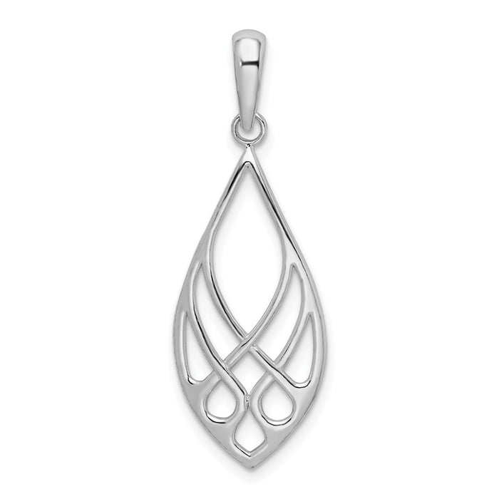 Million Charms 925 Sterling Silver Charm Pendant, Small Celtic Knot Teardrop Pendant, Small Cut-Out