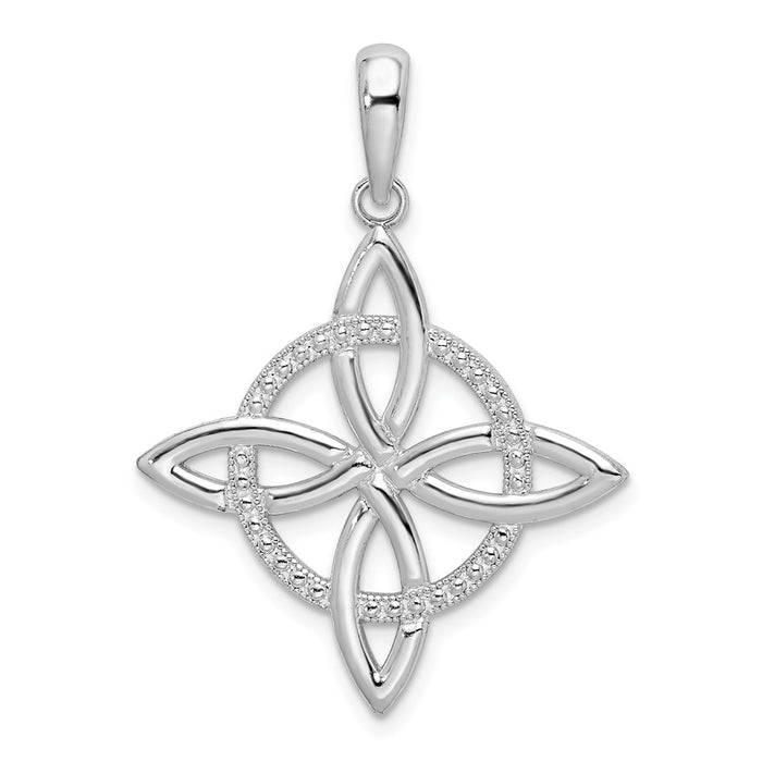 Million Charms 925 Sterling Silver Charm Pendant, Large Celtic Eternity Knot Pendant, Cut-Out Circle Center