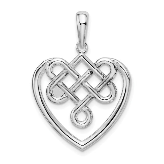 Million Charms 925 Sterling Silver Charm Pendant, Large Celtic Knot Heart Pendant, Cut-Out