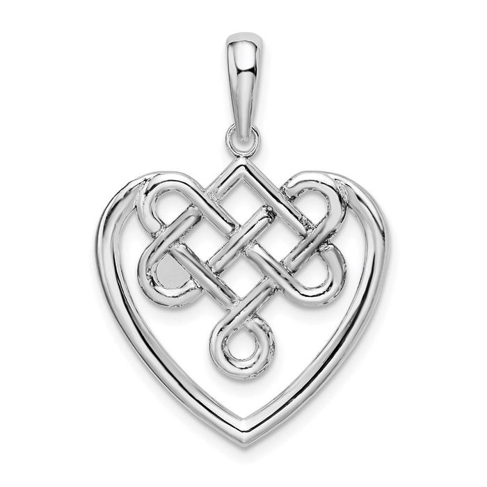 Million Charms 925 Sterling Silver Charm Pendant, Large Celtic Knot Heart Pendant, Cut-Out
