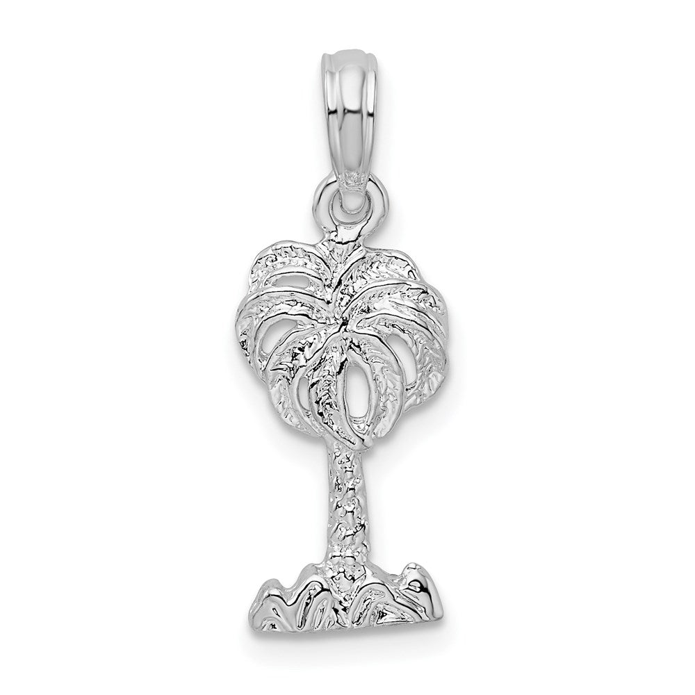 Million Charms 925 Sterling Silver Island Coastal Theme Charm Pendant, Small Palm Tree, Pendant, Small 2-D