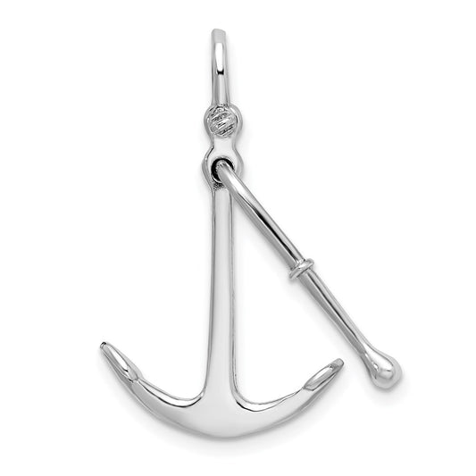 Million Charms 925 Sterling Silver Charm Pendant, 3-D Kedge Anchor/2 Piece & Moveable & Shackle Bail