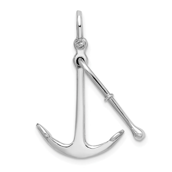 Million Charms 925 Sterling Silver Charm Pendant, 3-D Kedge Anchor/2 Piece & Moveable & Shackle Bail