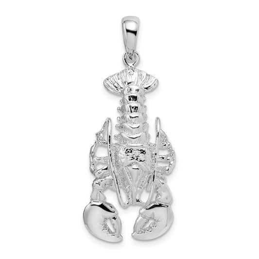 Million Charms 925 Sterling Silver Animal Sea Life  Charm Pendant, Moveable Lobster, 2-D