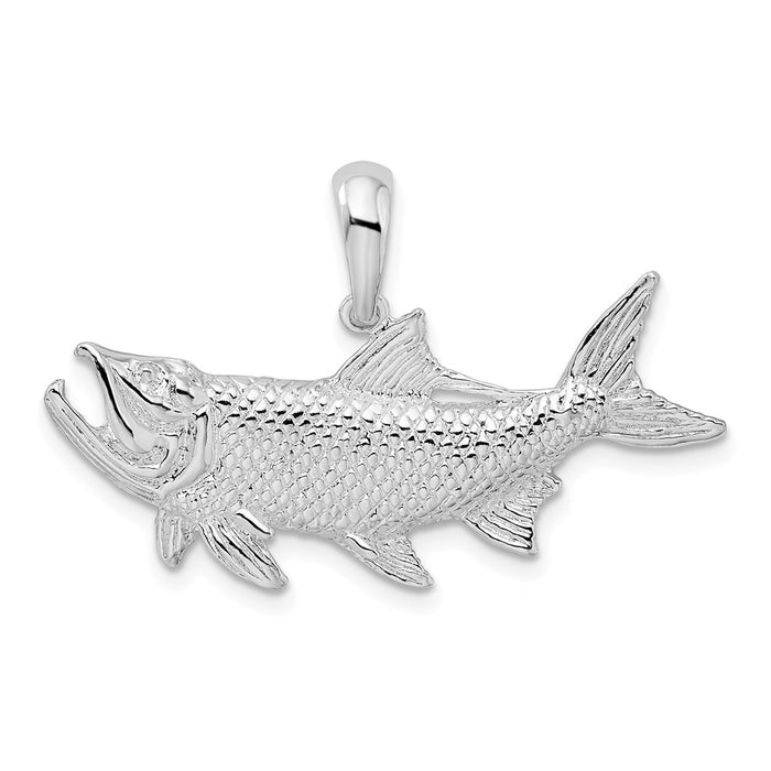 Million Charms 925 Sterling Silver Sea Life Nautical Charm Pendant, Tarpon Fish with Open Mouth