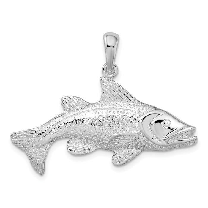 Million Charms 925 Sterling Silver Sea Life Nautical Charm Pendant, Red Fish, 2-D, Wave Pattern