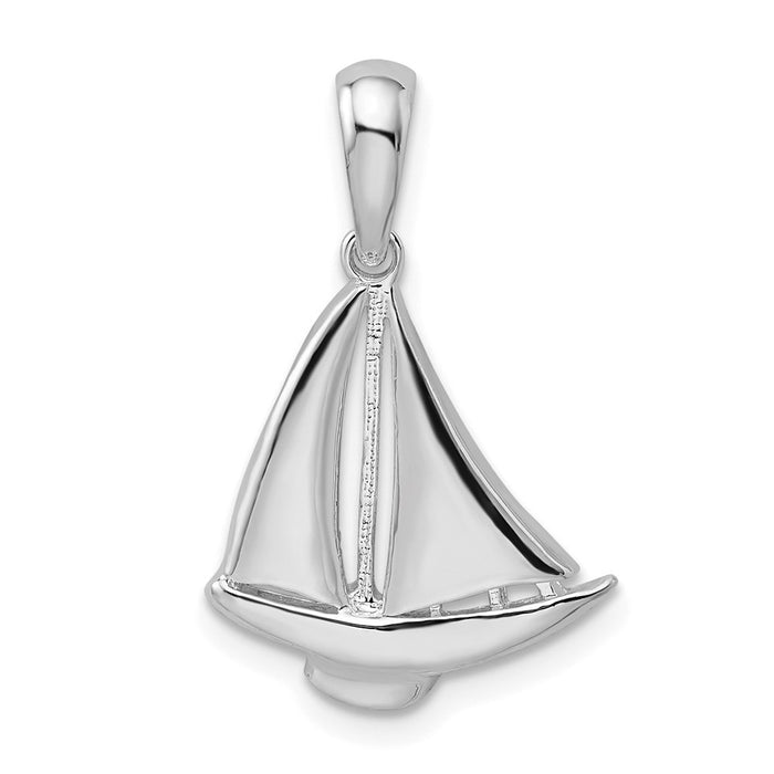 Million Charms 925 Sterling Silver Nautical  Charm Pendant, Sailboat, High Polish, 2-D