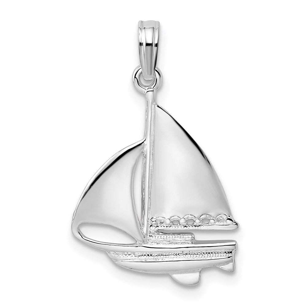 Million Charms 925 Sterling Silver Nautical  Charm Pendant, Sailboat, High Polish