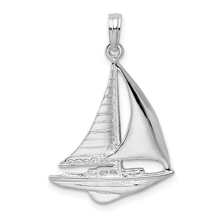Million Charms 925 Sterling Silver Nautical  Charm Pendant, Sailboat, High Polish