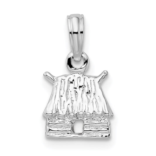 Million Charms 925 Sterling Silver Charm Pendant, 3-D Island Hut, Bungalow