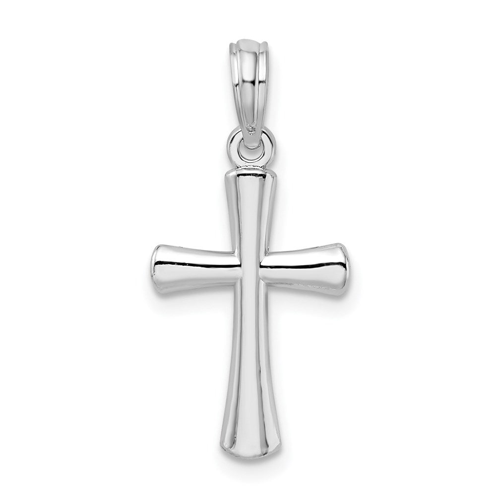 Million Charms 925 Sterling Silver Religious Charm Pendant, Small Beveled Cross  with Round Tips, High Polish