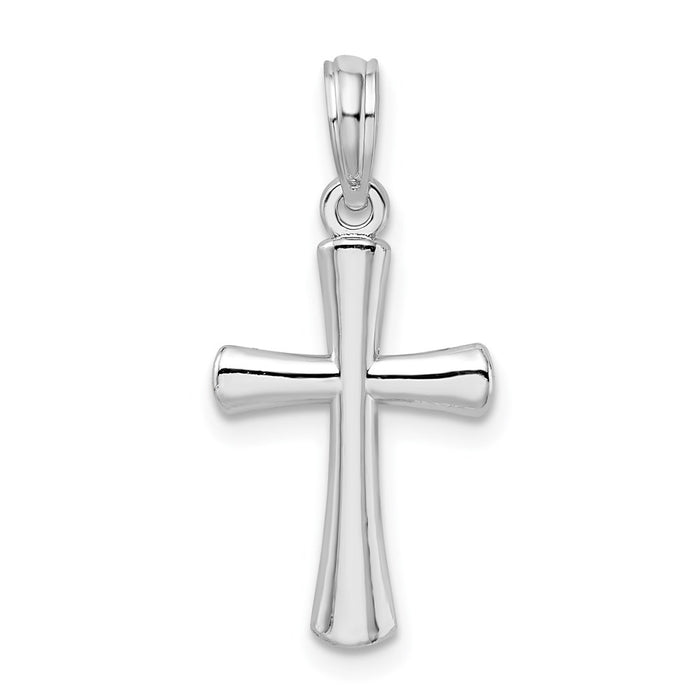 Million Charms 925 Sterling Silver Religious Charm Pendant, Small Beveled Cross  with Round Tips, High Polish